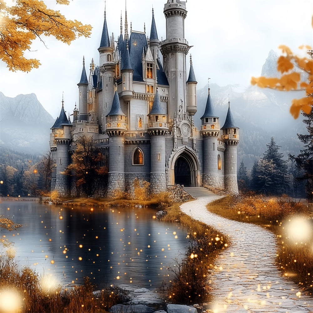 Fall Photography Backdrops Golden Leaves Castle Backdrop CSH6-210