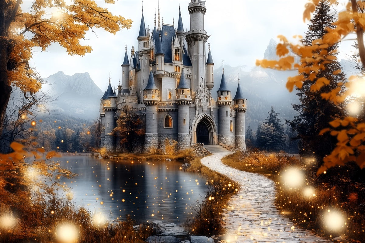 Fall Photography Backdrops Golden Leaves Castle Backdrop CSH6-210