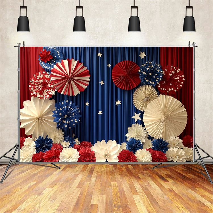 4th of July Photography Backdrops Freedom Stars Fans Backdrop CSH6-23