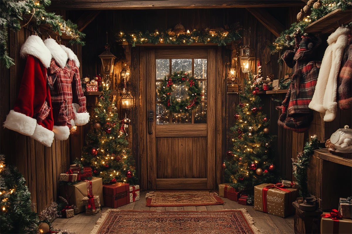 Christmas Backdrop Ideas Rustic Christmas Porch Backdrop CSH6-246