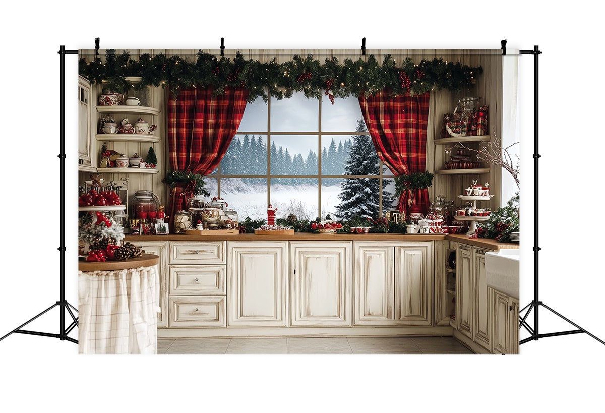 Christmas Backdrops For Photos Rustic Baking Cottage Backdrop CSH6-248