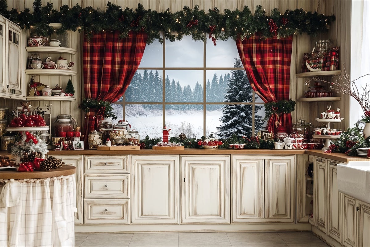 Christmas Backdrops For Photos Rustic Baking Cottage Backdrop CSH6-248
