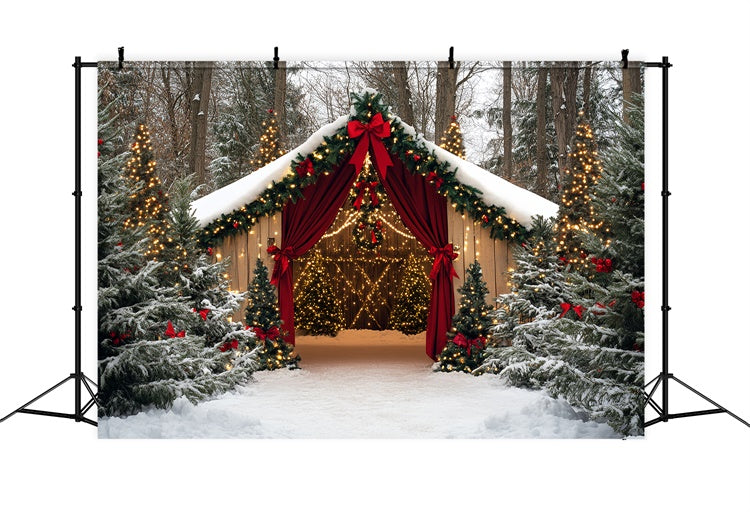 Christmas Photo Backdrop Holiday Barn Wonderland Backdrop CSH6-249