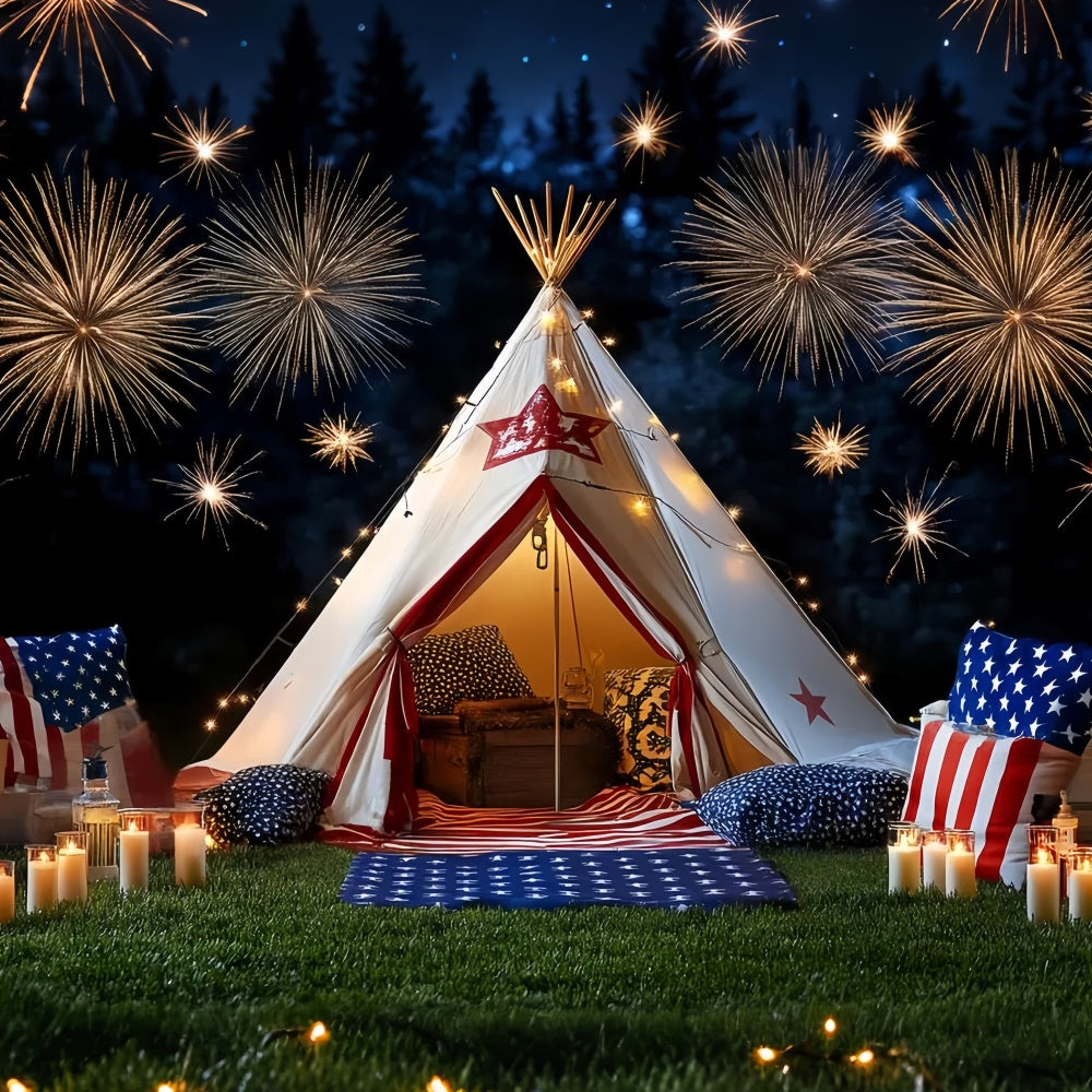 4th of July Fireworks Backdrop Fireworks Cozy Tent Backdrop CSH6-25