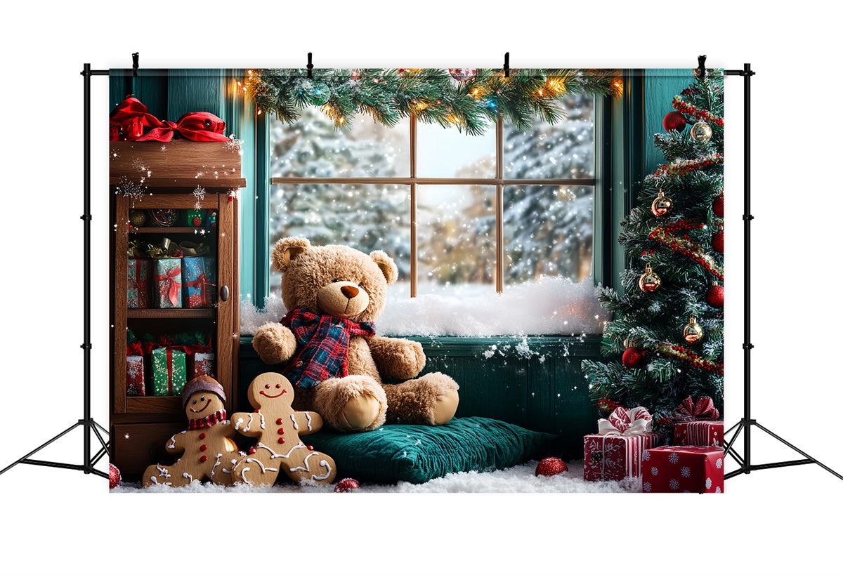 Christmas Backdrop For Photos Teddy Bear Gingerbread Backdrop CSH6-252