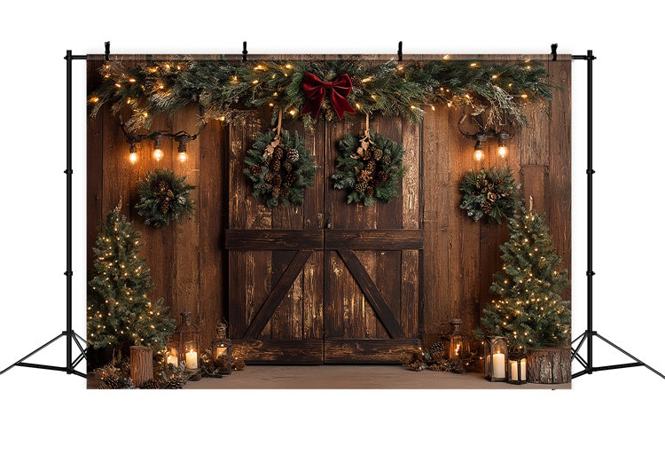 Christmas Photo Backdrop Pinecone Garland Rustic Backdrop CSH6-253
