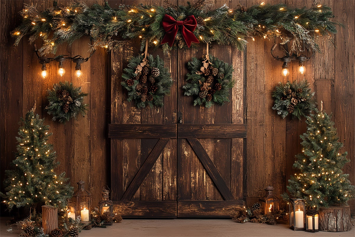 Christmas Photo Backdrop Pinecone Garland Rustic Backdrop CSH6-253