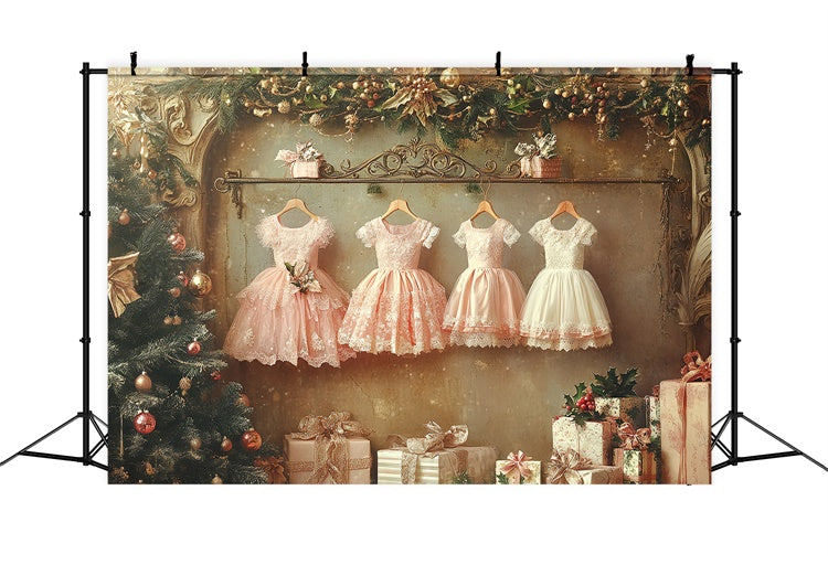 Christmas Photography Backdrops Dreamy Dress Garland Backdrop CSH6-254