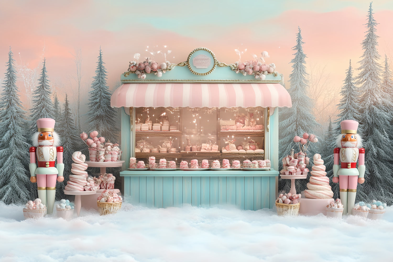 Christmas Backdrop Ideas Pastel Candy Wonderland Backdrop CSH6-255
