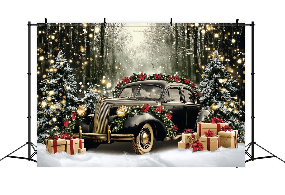 Christmas Photo Backdrops Vintage Car Forest Backdrop CSH6-256