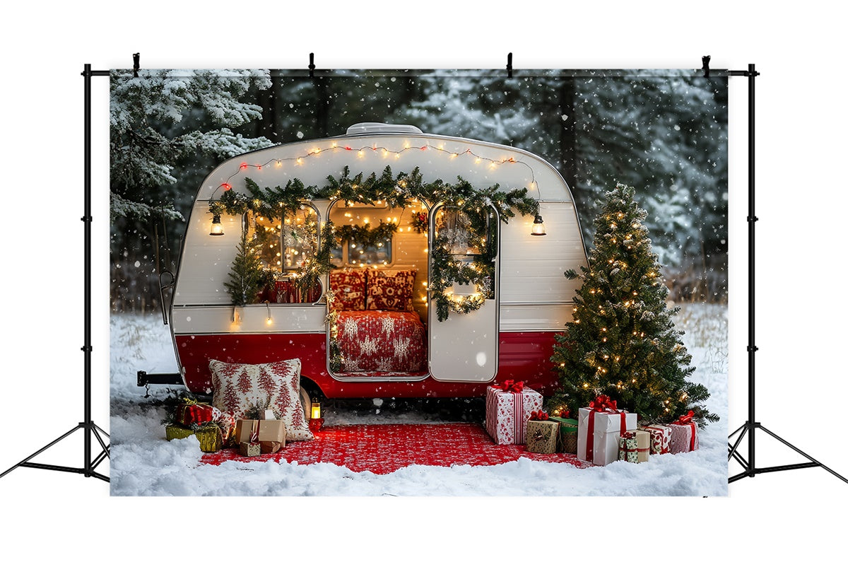 Christmas Backdrop For Photos Retro Holiday Camper Backdrop CSH6-260