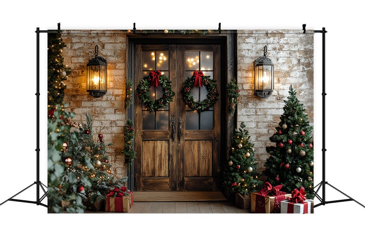 Christmas Backdrops For Photography Warm Glow Porch Backdrop CSH6-261