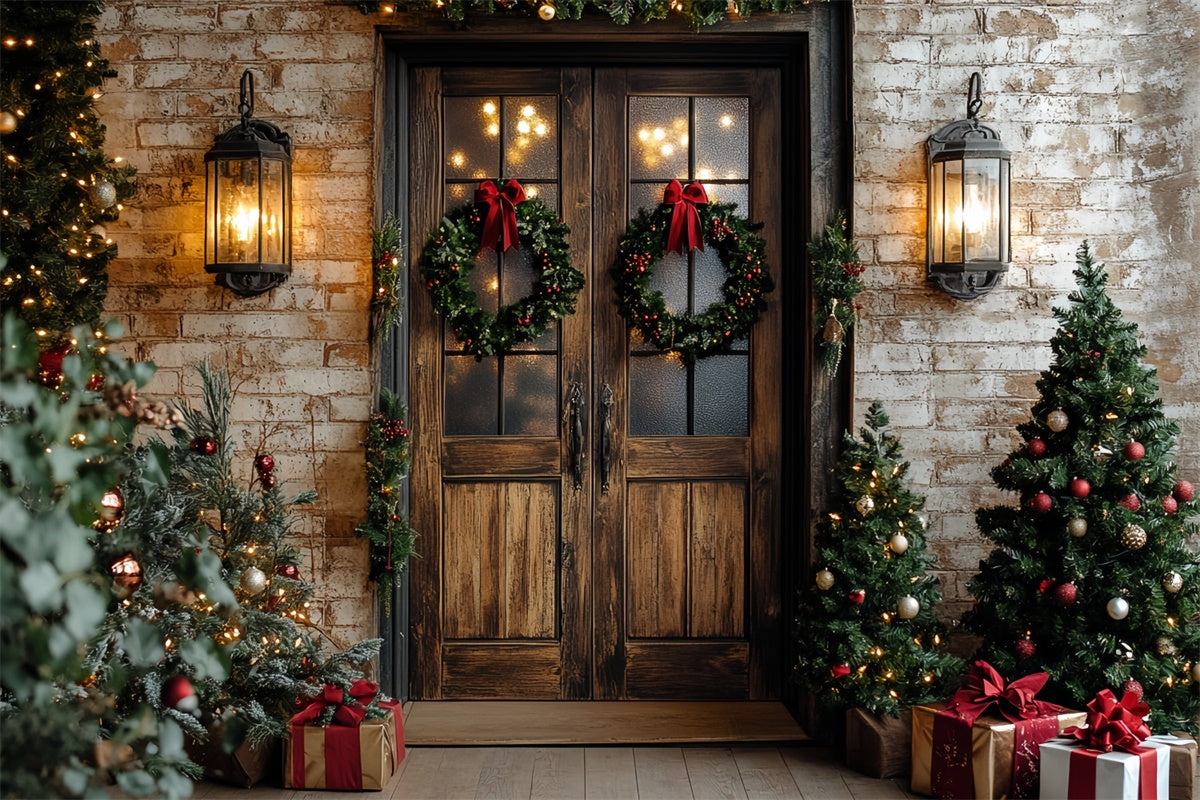 Christmas Backdrops For Photography Warm Glow Porch Backdrop CSH6-261
