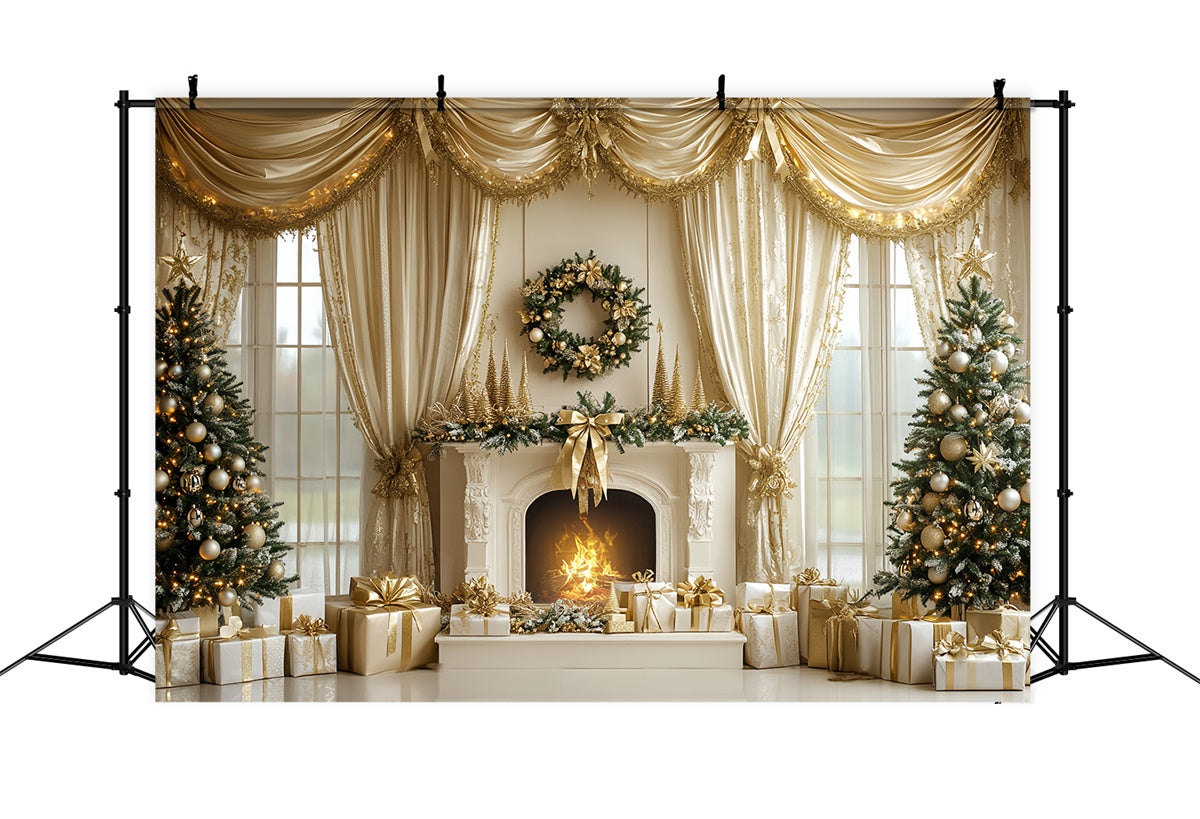 Christmas Fireplace Backdrop Elegant Fireplace Holiday Backdrop CSH6-262