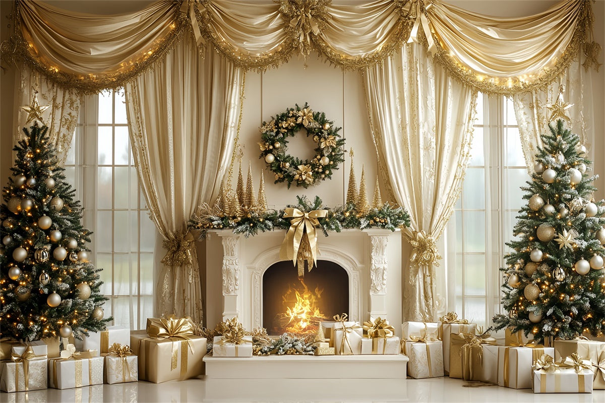 Christmas Fireplace Backdrop Elegant Fireplace Holiday Backdrop CSH6-262
