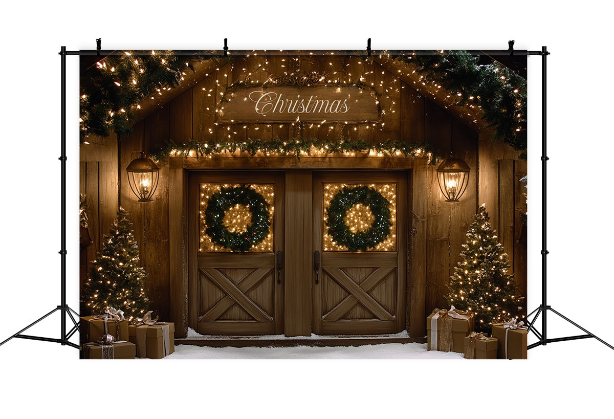 Christmas Photography Backdrops Festive Cabin Entry Backdrop CSH6-267