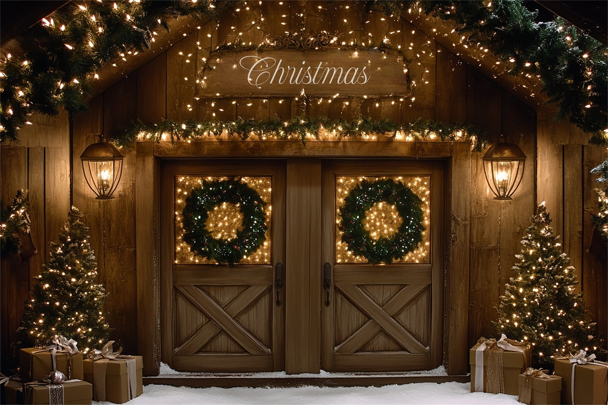 Christmas Photography Backdrops Festive Cabin Entry Backdrop CSH6-267