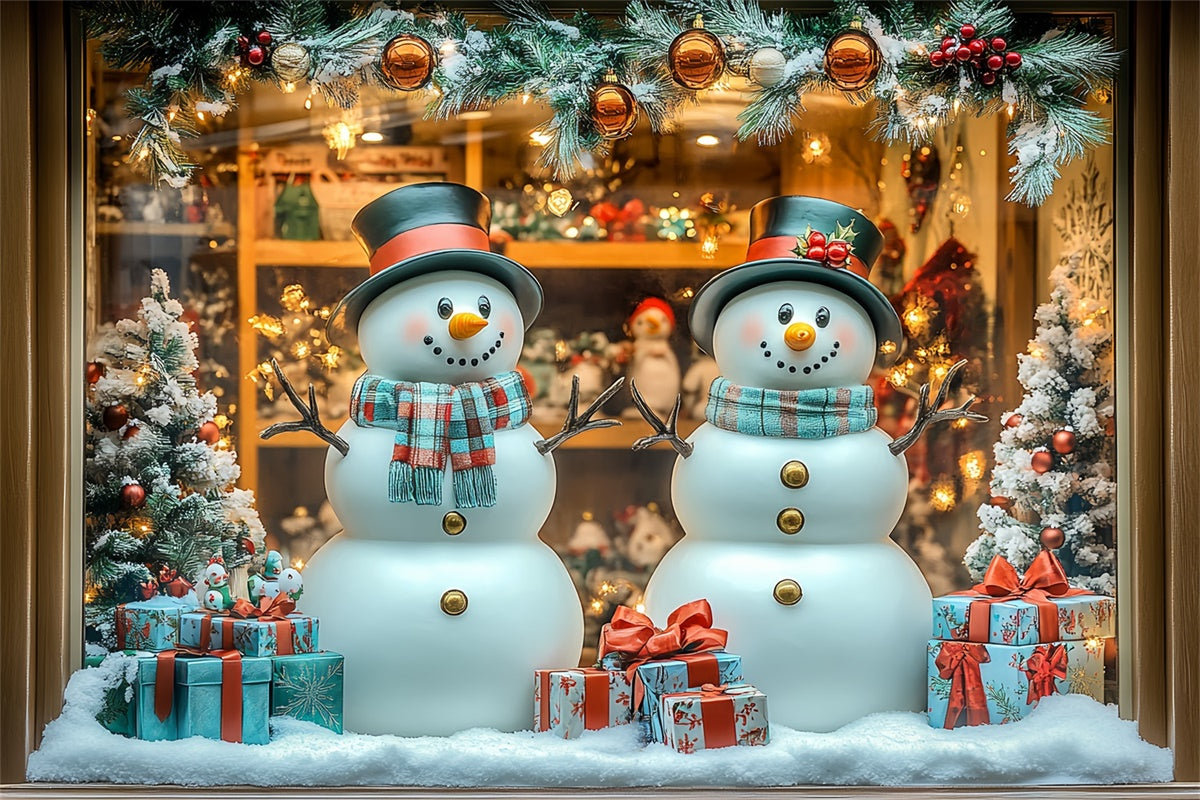 Christmas Backdrop Playful Snowman Display Backdrop CSH6-268
