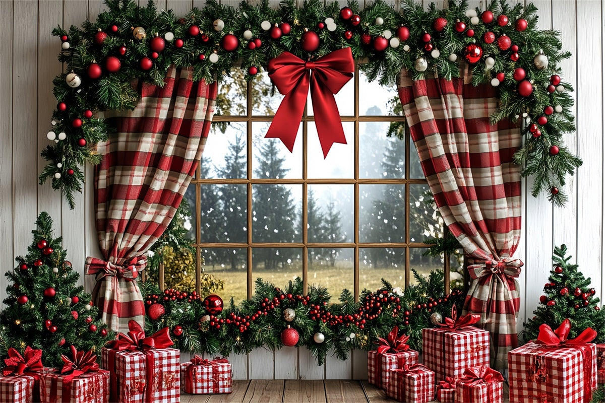 Christmas Photo Backdrops Rustic Holiday Window Backdrop CSH6-274