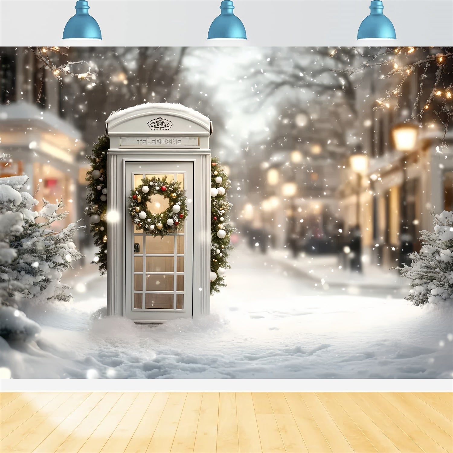 Christmas Backdrop For Photos Festive Street Booth Backdrop CSH6-283