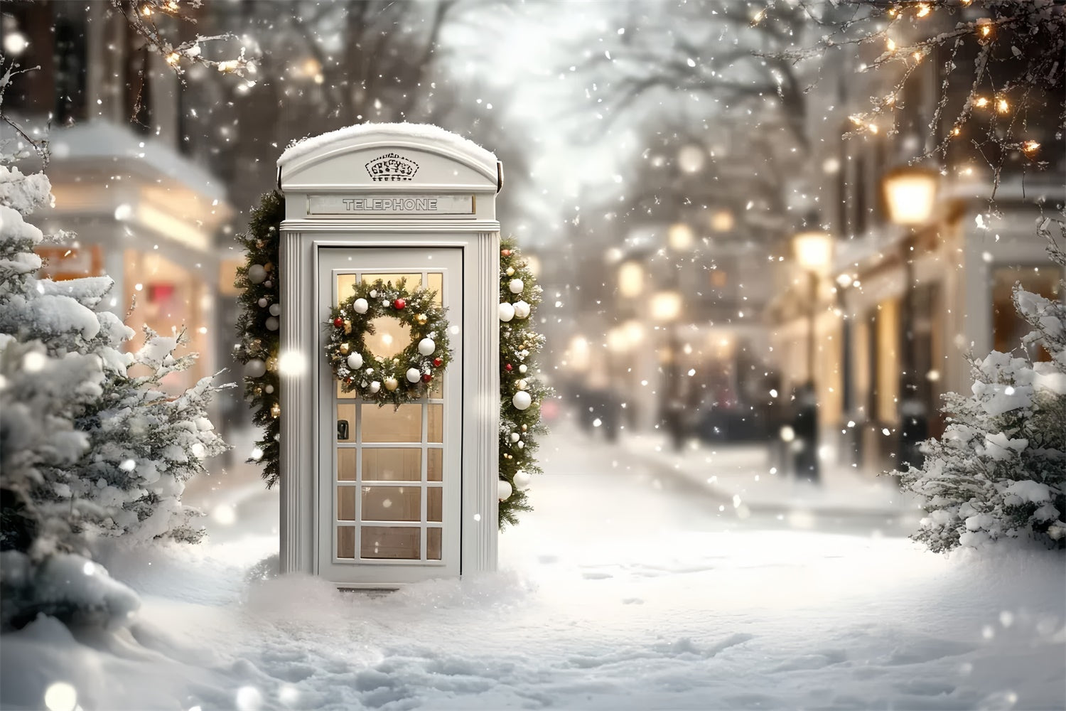 Christmas Backdrop For Photos Festive Street Booth Backdrop CSH6-283