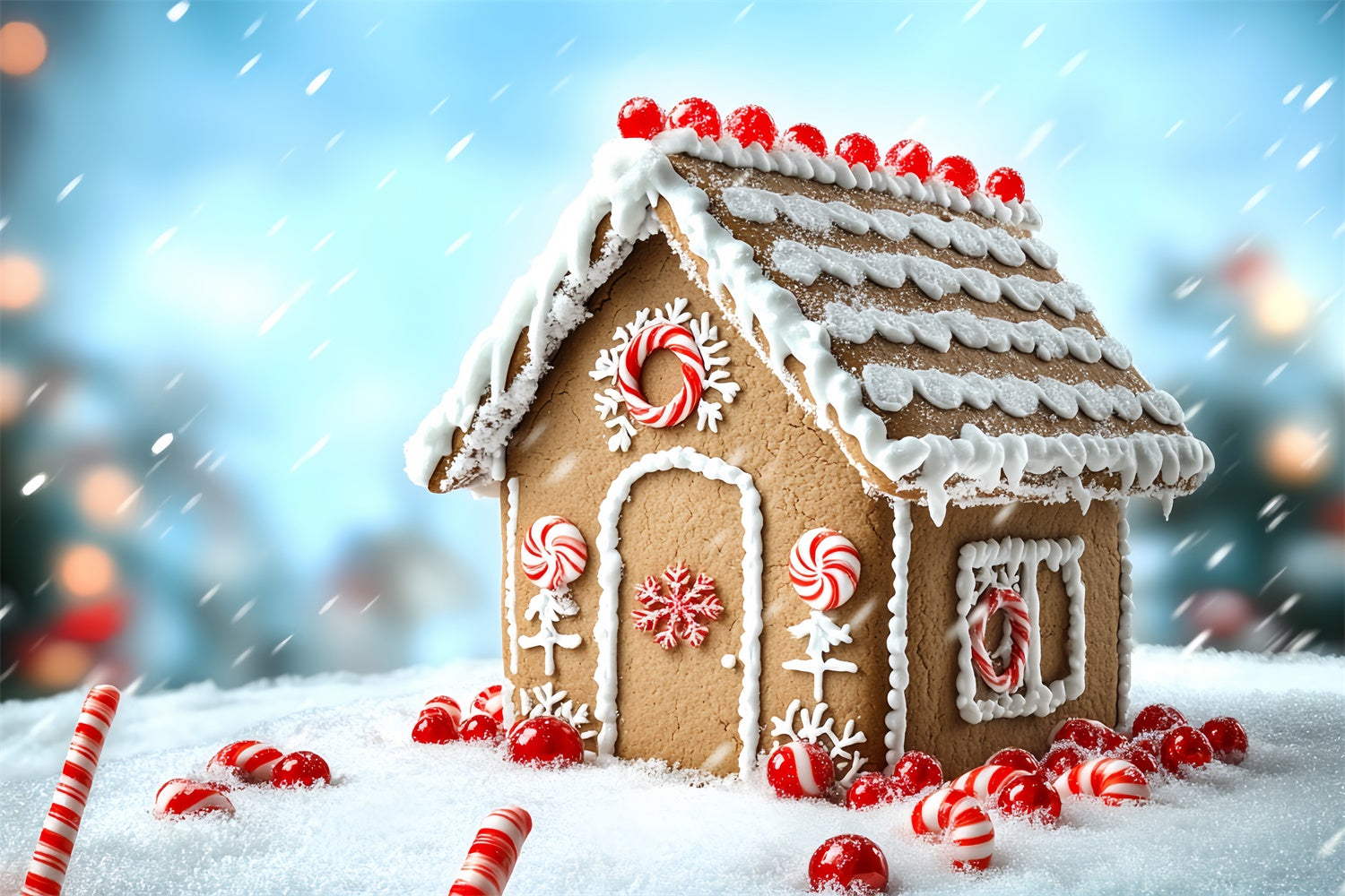 Christmas Photography Backdrops Holiday Sugar House Backdrop CSH6-284