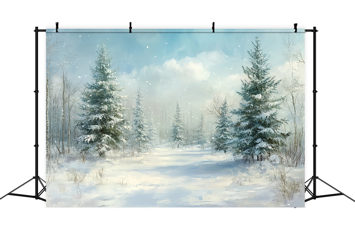 Christmas Backdrops Sale Tranquil Winter Forest Backdrop CSH6-286