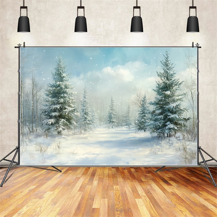 Christmas Backdrops Sale Tranquil Winter Forest Backdrop CSH6-286