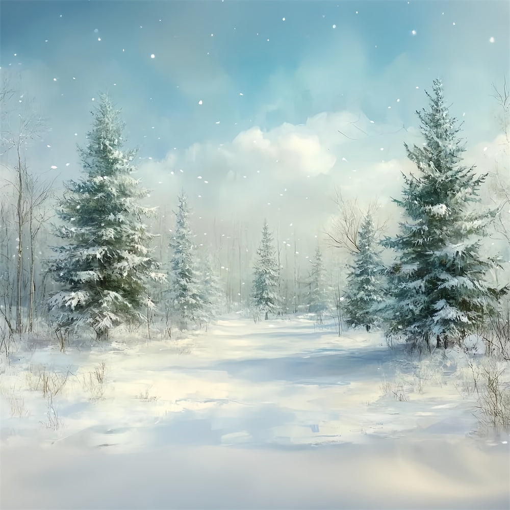 Christmas Backdrops Sale Tranquil Winter Forest Backdrop CSH6-286