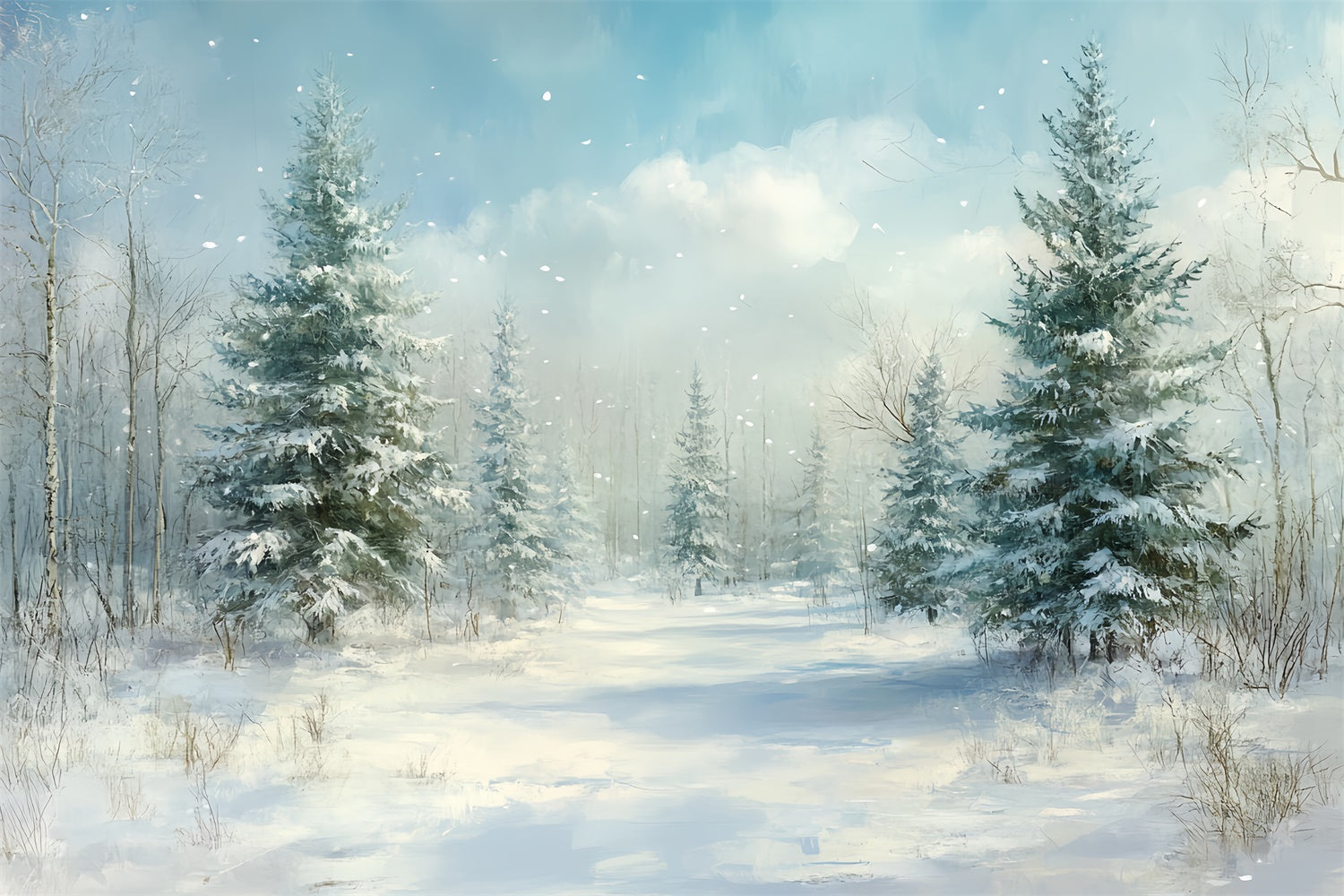 Christmas Backdrops Sale Tranquil Winter Forest Backdrop CSH6-286