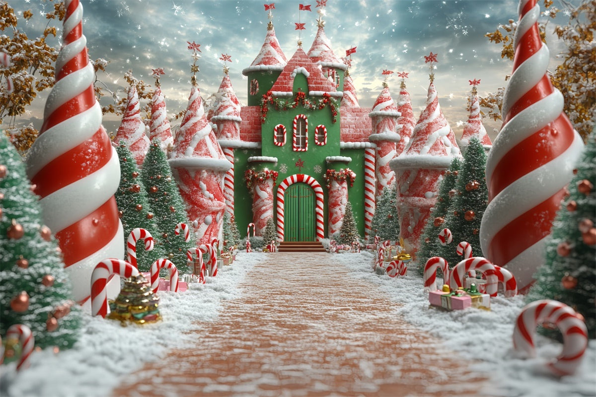 Christmas Backdrops For Photos Candy Cane Kingdom Backdrop CSH6-287