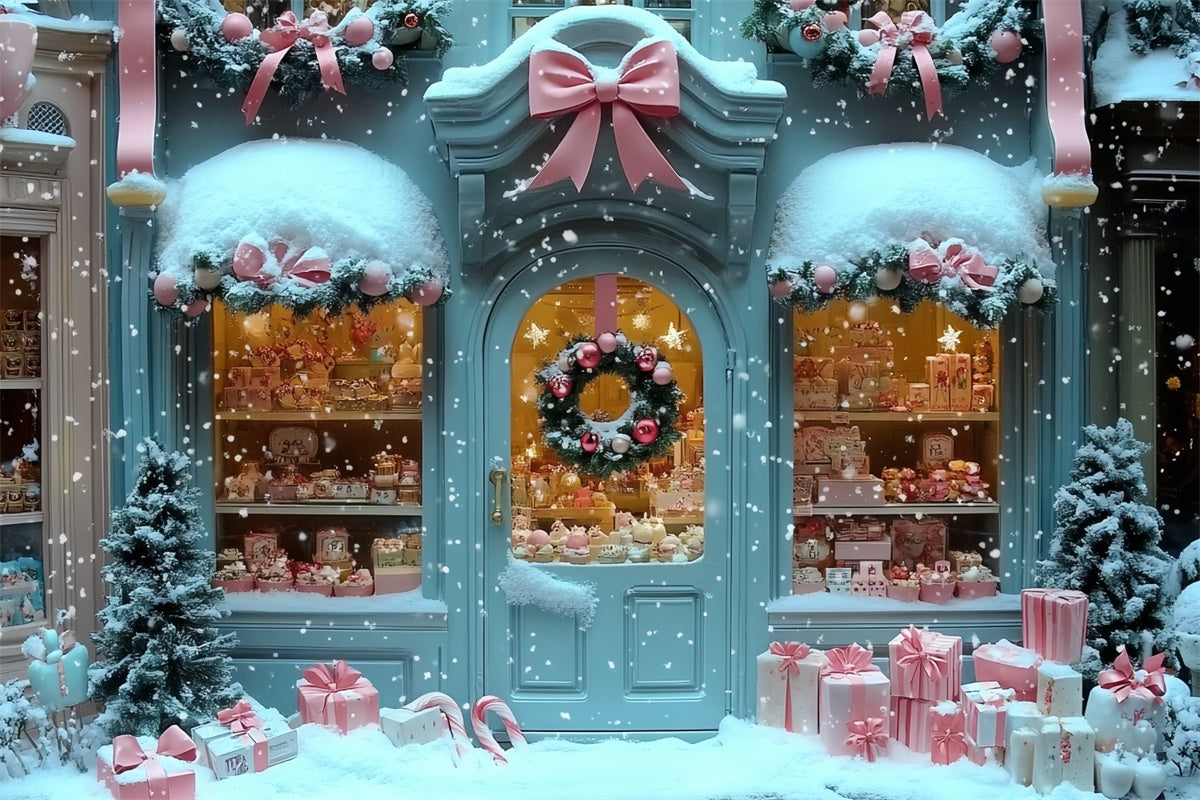 Christmas Backdrops For Photography Pastel Gift House Backdrop CSH6-290