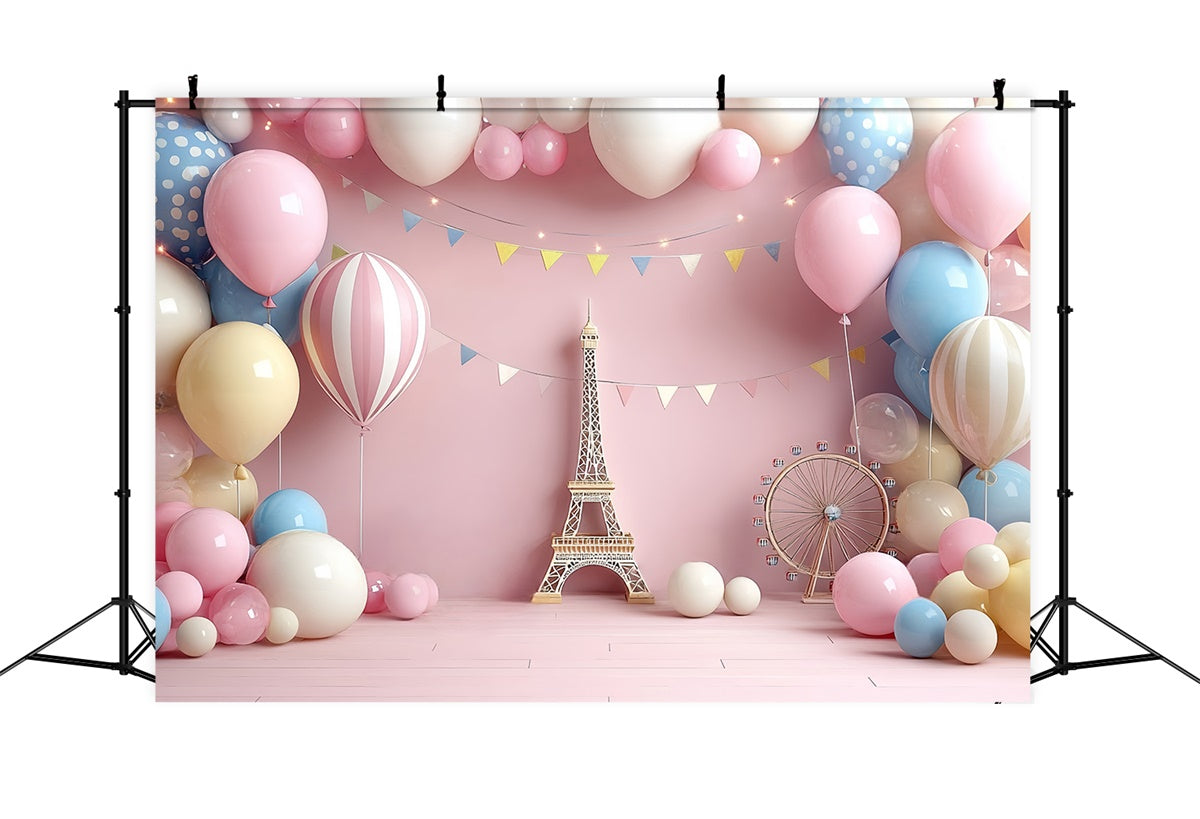 Cake Smash Backdrop Girl Sweet Paris Fantasy Backdrop CSH6-295