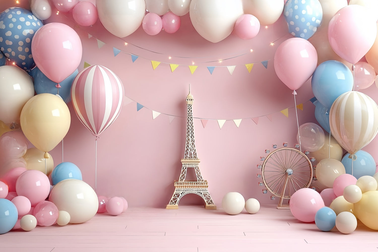 Cake Smash Backdrop Girl Sweet Paris Fantasy Backdrop CSH6-295