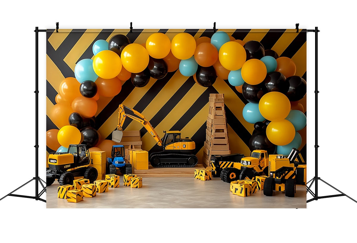 Cake Smash Backdrop Boy Construction Fun Party Backdrop CSH6-299