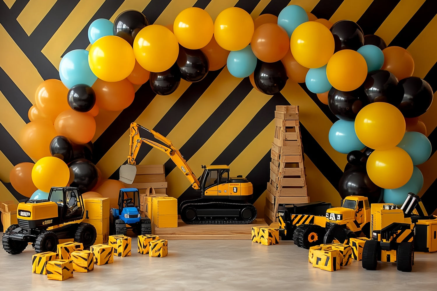 Cake Smash Backdrop Boy Construction Fun Party Backdrop CSH6-299