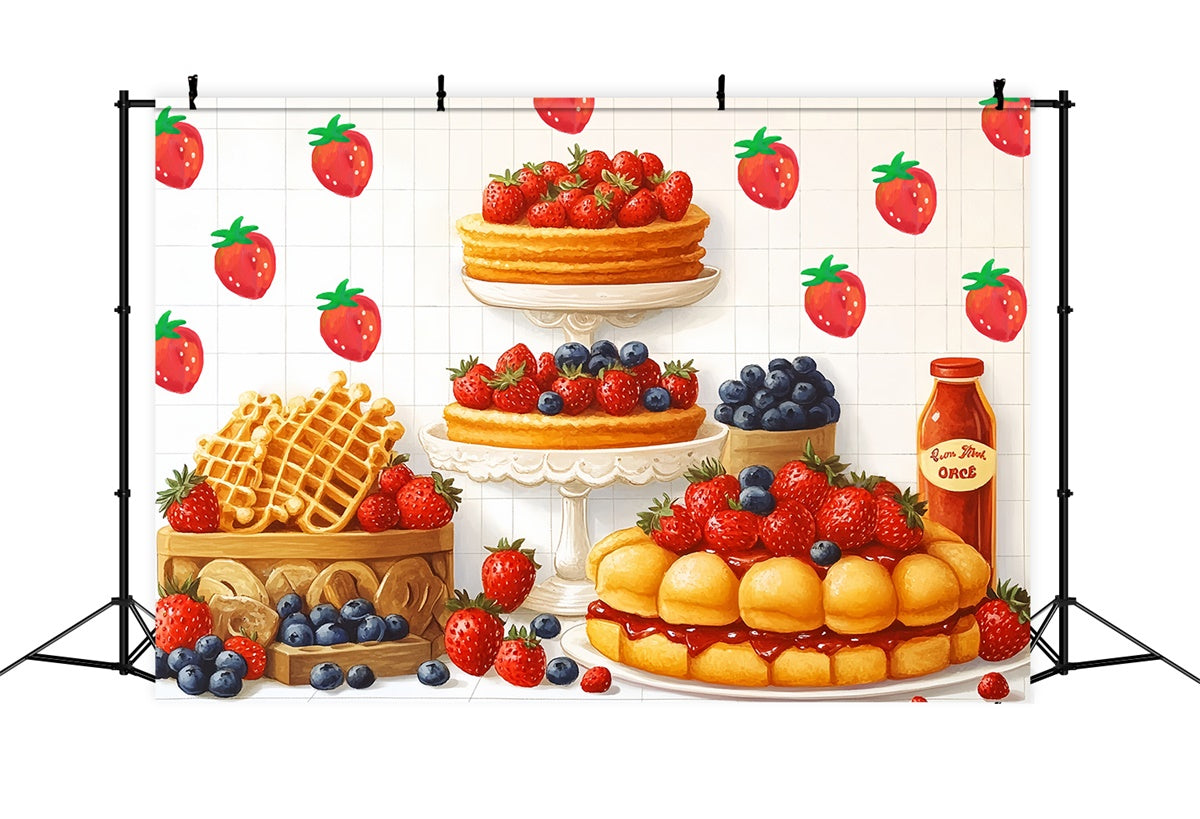 Birthday Backdrops Strawberry Waffle Delight Backdrop CSH6-300