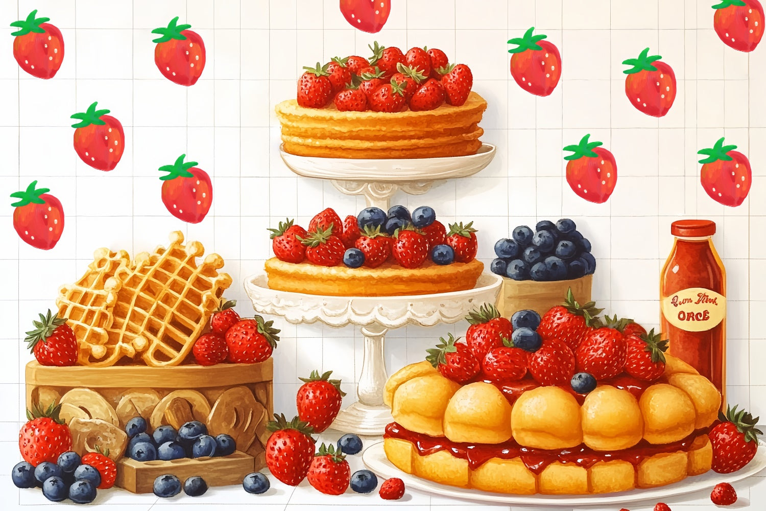 Birthday Backdrops Strawberry Waffle Delight Backdrop CSH6-300
