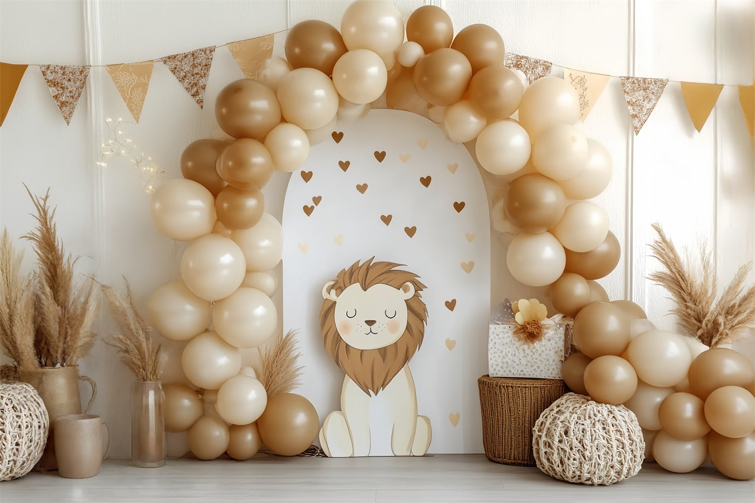 Smash Cake Backdrop Little Lion Balloon Arch Backdrop CSH6-302