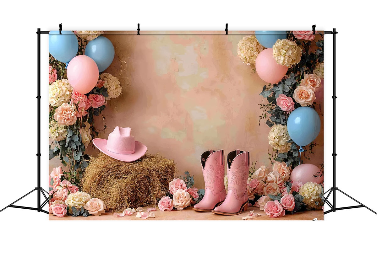 Cake Smash Backdrop Girl Pink Cowgirl Rodeo Backdrop CSH6-303