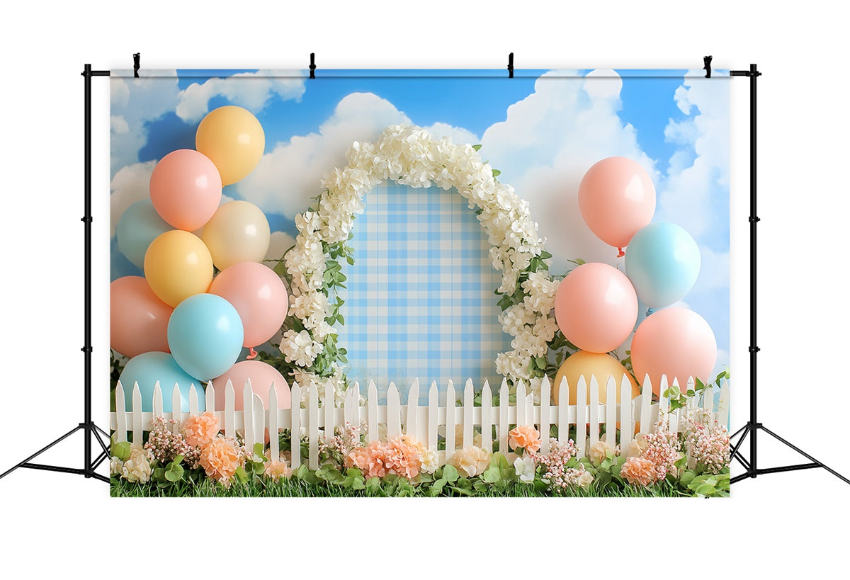 Cake Photography Backdrops Pastel Balloon Meadow Backdrop CSH6-304