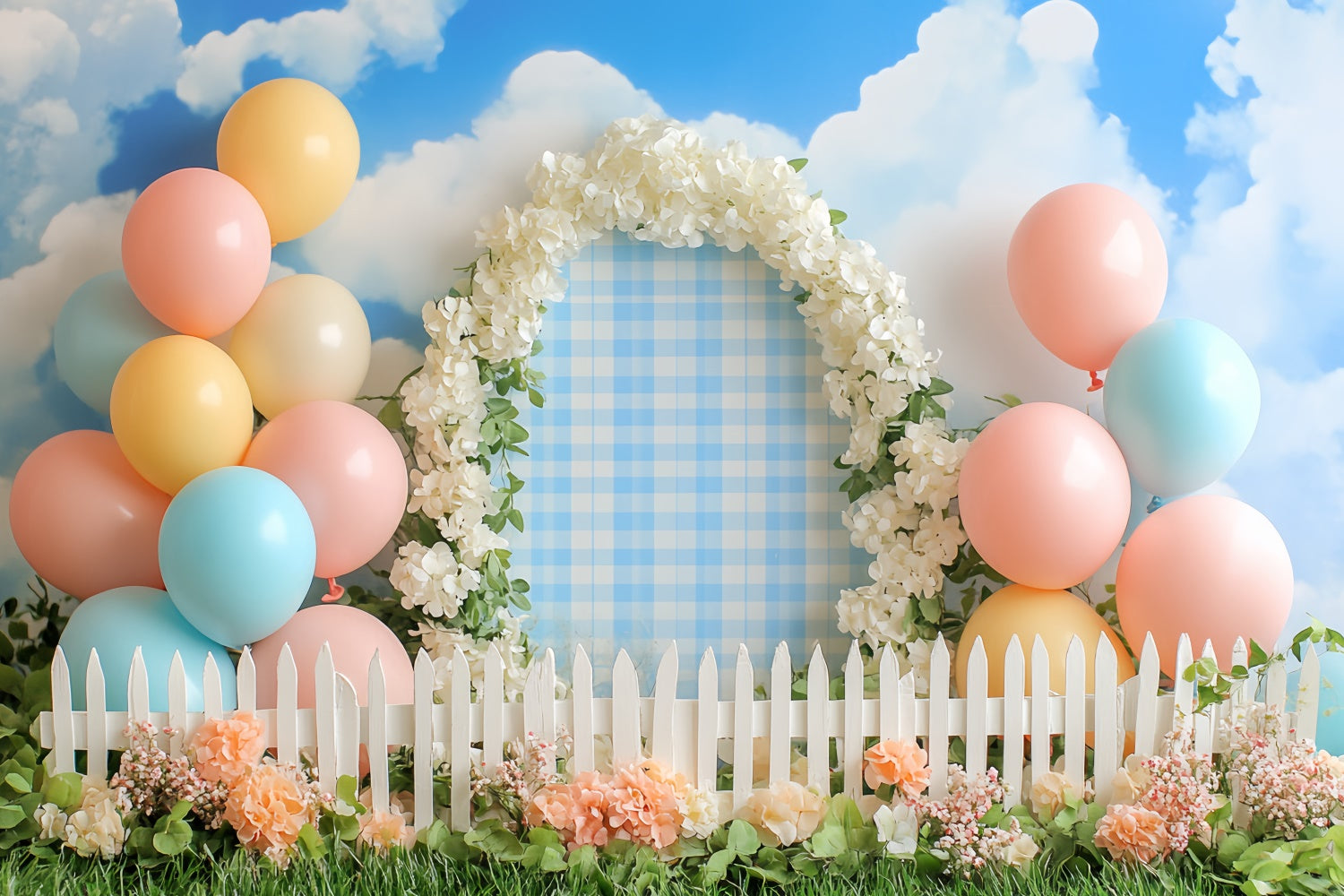 Cake Photography Backdrops Pastel Balloon Meadow Backdrop CSH6-304