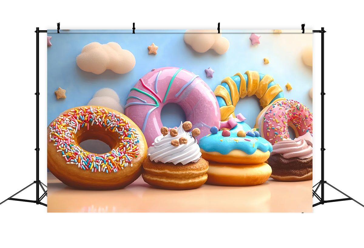 Cake Smash Photography Backdrop Sweet Donut Cloud Backdrop CSH6-307