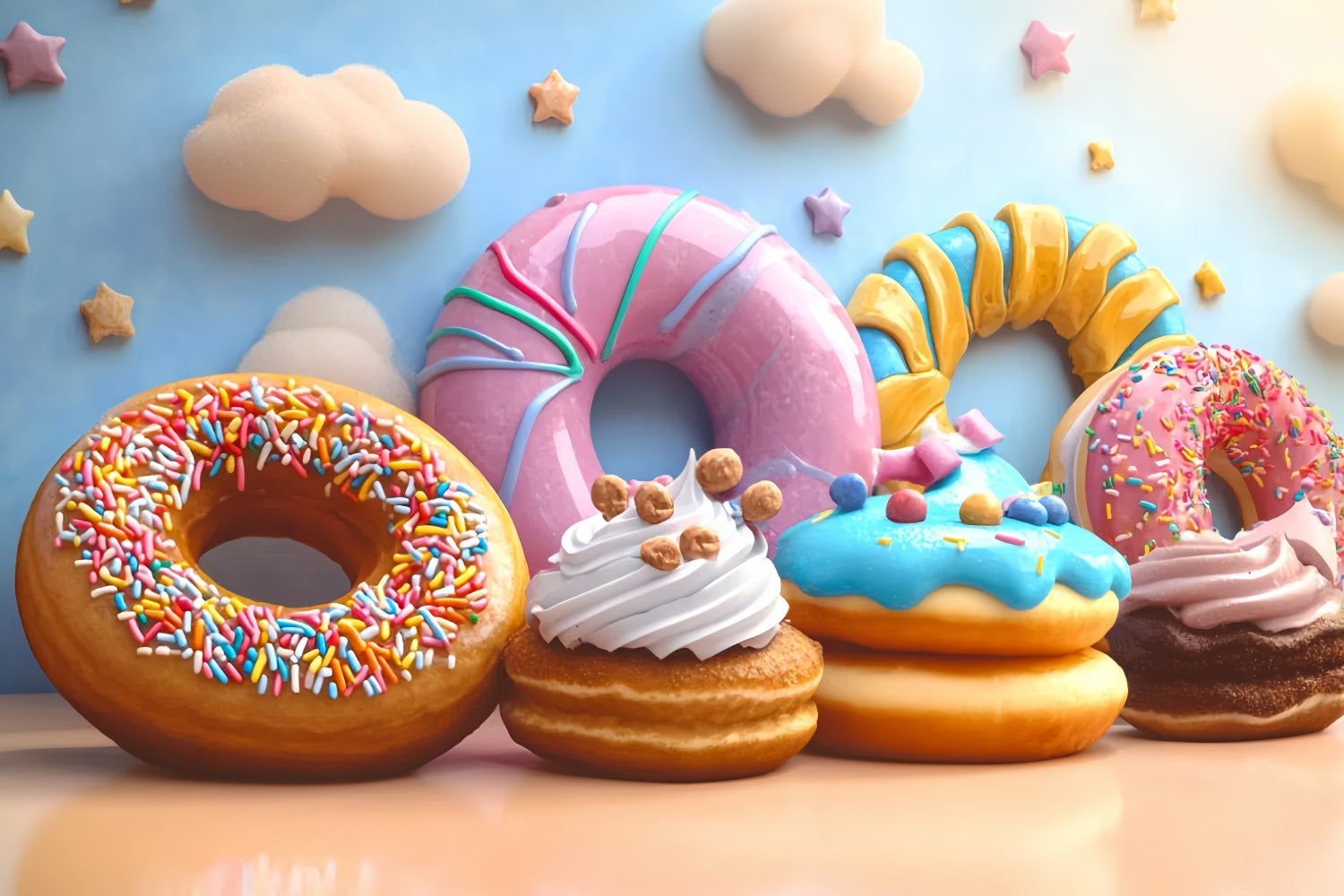 Cake Smash Photography Backdrop Sweet Donut Cloud Backdrop CSH6-307