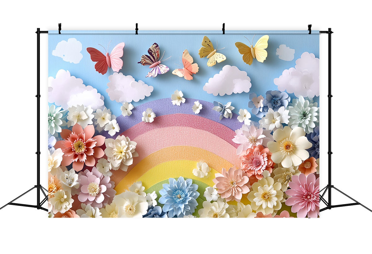 Smash Cake Backdrop Floral Fantasy Butterfly Backdrop CSH6-310