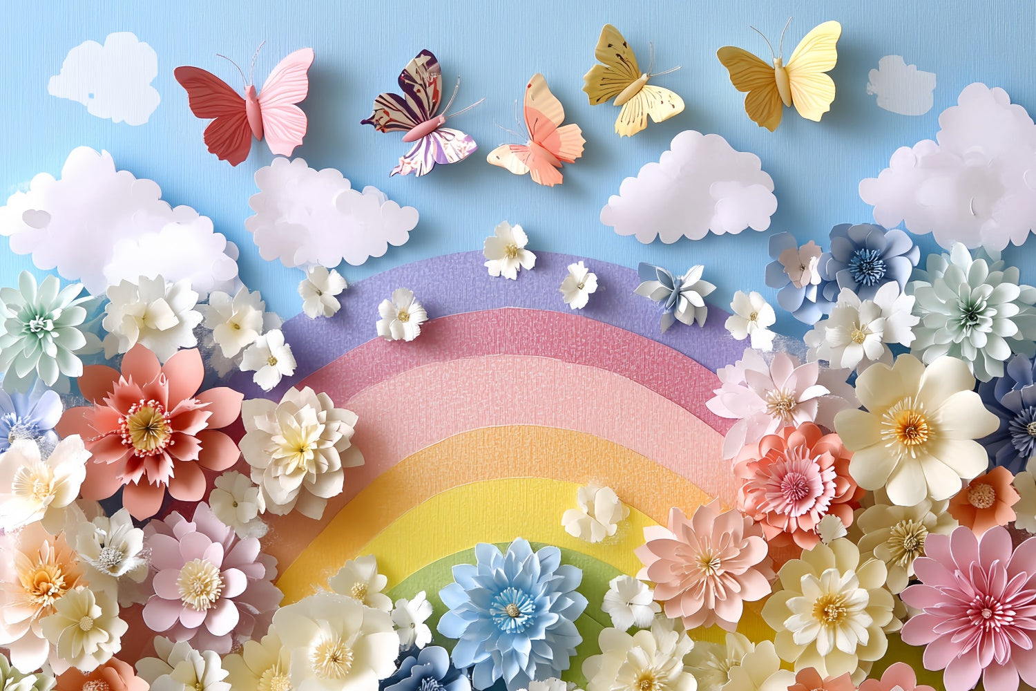 Smash Cake Backdrop Floral Fantasy Butterfly Backdrop CSH6-310