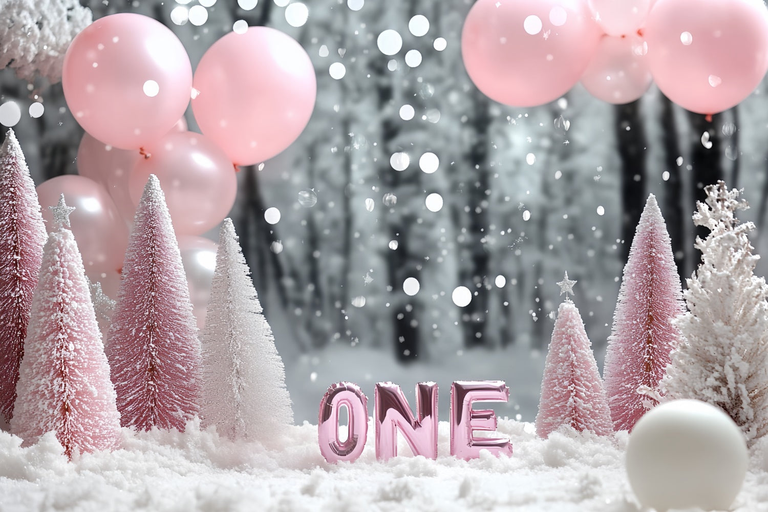 1st Birthday Backdrop Icy Wonderland Dream Backdrop CSH6-311