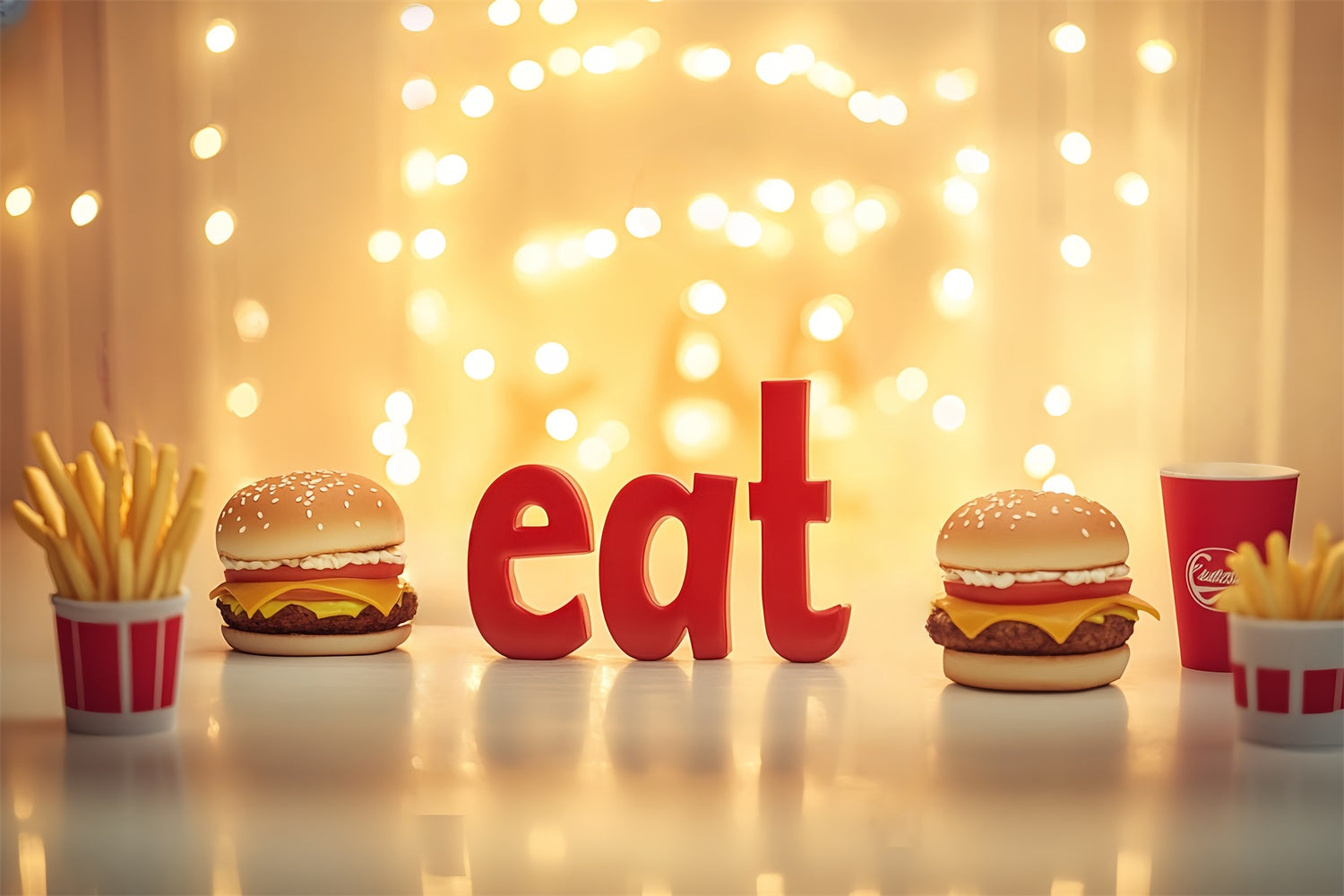 Cake Smash Backdrops Burger Fries Glow Backdrop CSH6-314