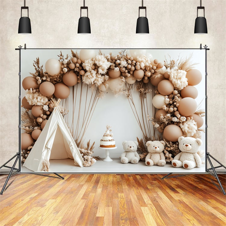 Backdrop For Birthday Rustic Teddy Tent Boho Backdrop CSH6-321