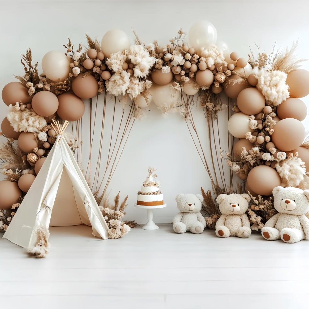 Backdrop For Birthday Rustic Teddy Tent Boho Backdrop CSH6-321